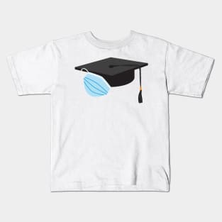 Class of 2020 Graduation - Black Graduation cap and Blue Face Mask Kids T-Shirt